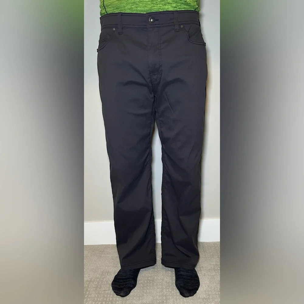 PrAna mens Brion pant dark grey gray outdoor casual office flex 38W 30L Slim Fit